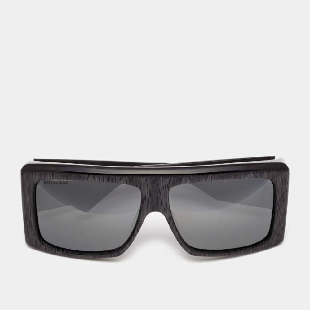 New Authentic Balenciaga Black BB0002S Shield Sunglasses - Picture 3 of 17